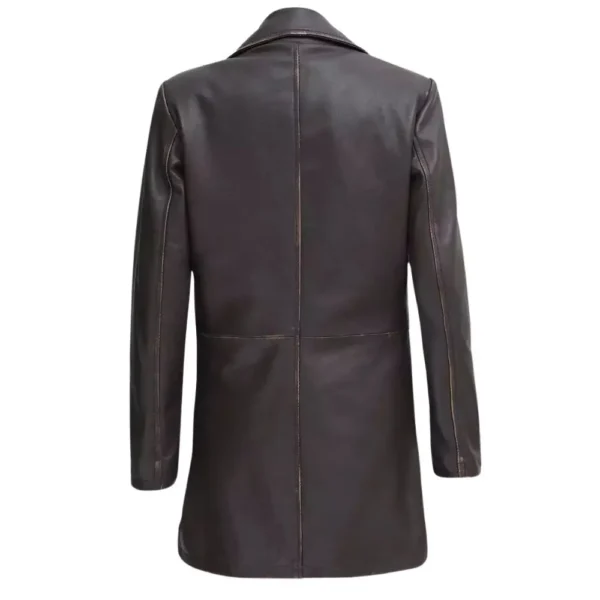 Real Lambskin Dark Brown Leather Coat Womens - Image 5