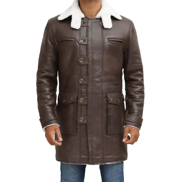 Brown Shearling Coat Mens - Image 3