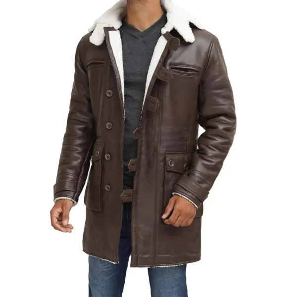 Brown Shearling Coat Mens - Image 7