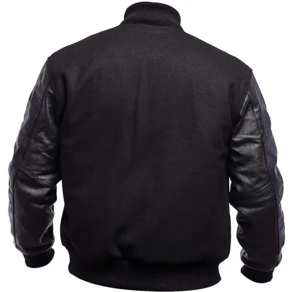 Unisex Wool Black Varsity Jacket - Image 2