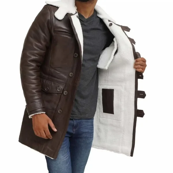 Brown Shearling Coat Mens - Image 6