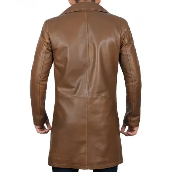 Men's Real Lambskin Brown Leather Car Coat - Image 4