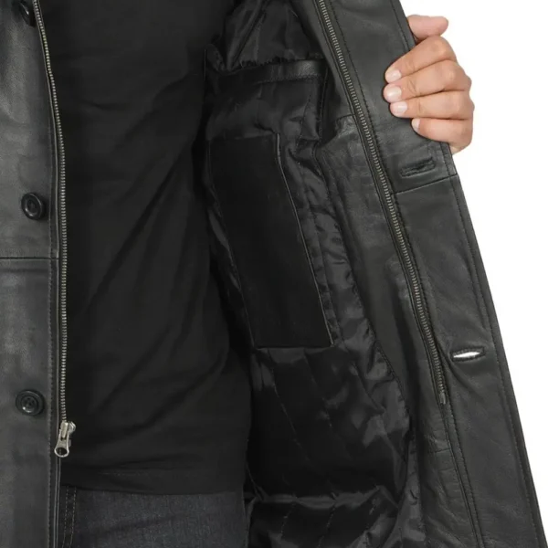 Real Lambskin Black Leather Coat Mens - Image 6
