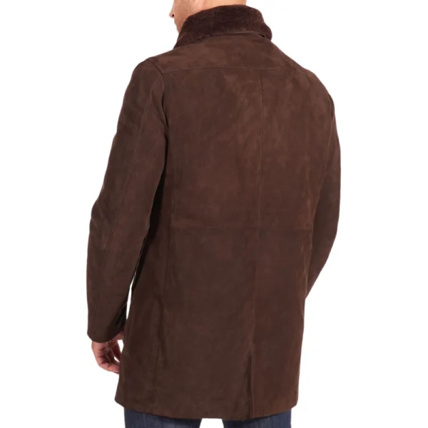 3/4 Length Brown Suede Coat Mens - Image 3