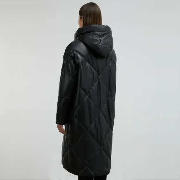 Long Black Puffer Coat Womens With Hood - Image 3