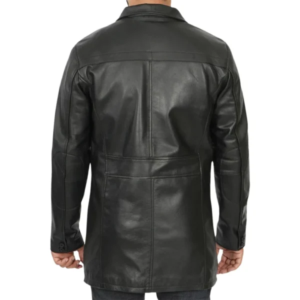 Real Lambskin Black Leather Coat Mens - Image 7