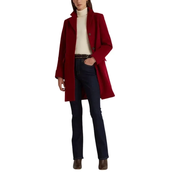Single Breasted Red Wool Coat Womens - Image 3