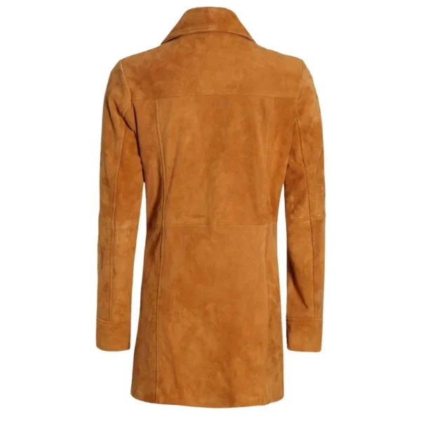 Women's Cognac Brown Suede Leather Coat - Image 7